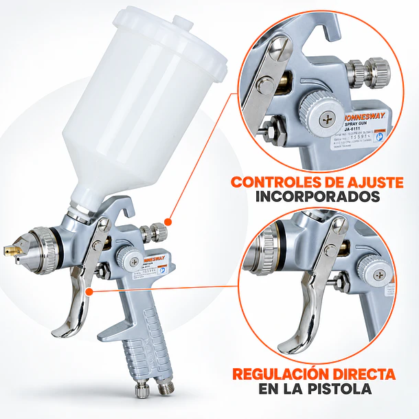 Pistola de Pintar Neumática Jonnesway JA-6111 1,4 mm con Depósito 600 ml 4