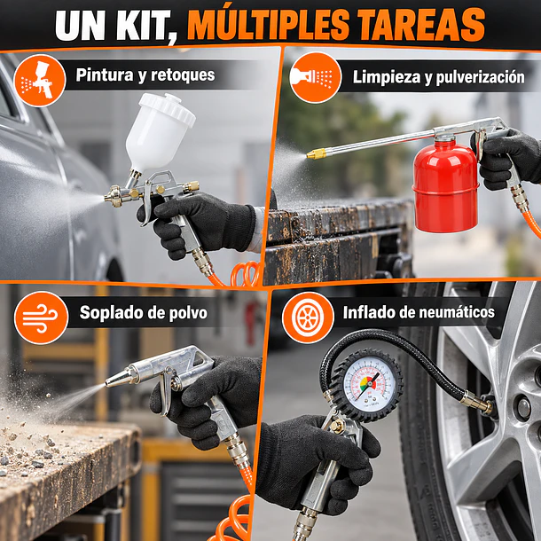 Kit de Pistolas y Accesorios para Compresor 5 Piezas SDS Power W-C2000-GP 10