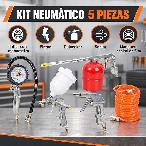Kit de Pistolas y Accesorios para Compresor 5 Piezas SDS Power W-C2000-GP 12