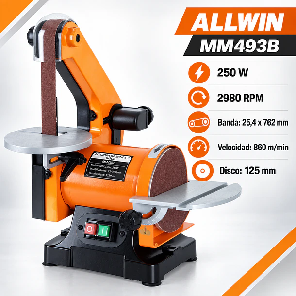 Lijadora de Banda y Disco ALLWIN MM493B 250W 7