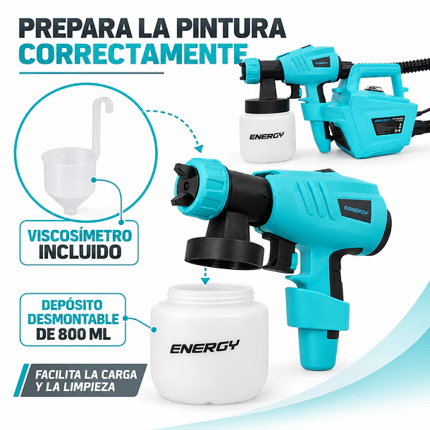 Equipo Eléctrico para Pintar Energy AS10/2/220 600W con Depósito de 800 ml