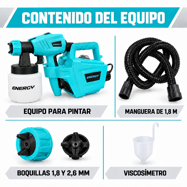 Equipo Eléctrico para Pintar Energy AS10/2/220 600W con Depósito de 800 ml 5