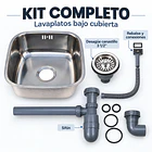 Lavaplatos Acero inoxidable Bajo Cubierta 43x38 con Desagüe y Sifón 7