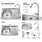 Kit Lavaplatos TAUMM 80 × 50 cm con Monomando, Desagüe, Rebalse y Sifón 3