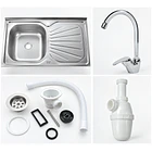 Kit Lavaplatos TAUMM 80 × 50 cm con Monomando, Desagüe, Rebalse y Sifón 4