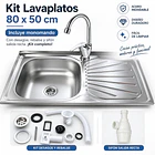 Kit Lavaplatos TAUMM 80 × 50 cm con Monomando, Desagüe, Rebalse y Sifón 2