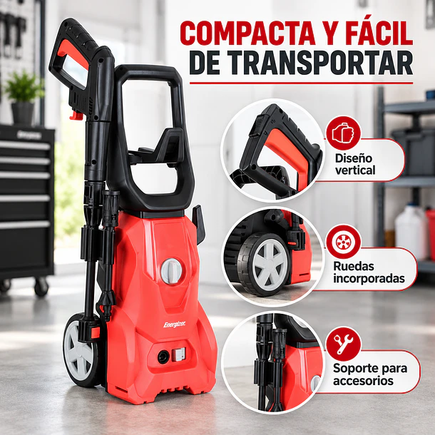 Kit Hidrolavadora Energizer 110 Bar + Manguera 15m 2