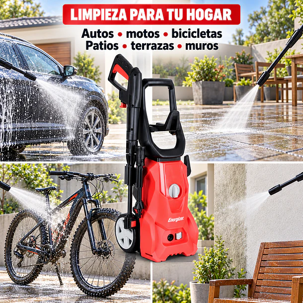 Kit Hidrolavadora Energizer 110 Bar + Manguera 15m 4
