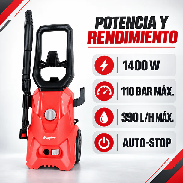 Kit Hidrolavadora Energizer 110 Bar + Manguera 15m 6