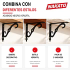 Escuadras Para Repisa 2 Piezas Negras Acero Soporte Estante 2