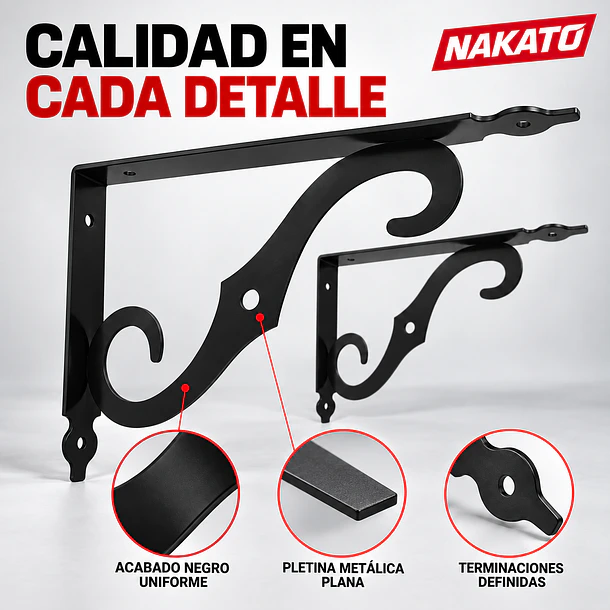 Escuadras Para Repisa 2 Piezas Negras Acero Soporte Estante 4