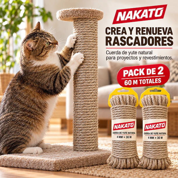 Cuerda Yute Natural Cañamo 4 Mm X 60 Metros Nakato