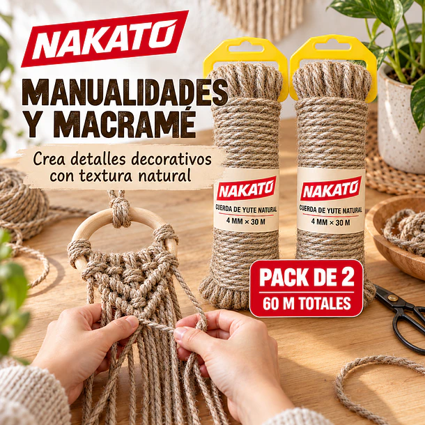 Cuerda Yute Natural Cañamo 4 Mm X 60 Metros Nakato 4