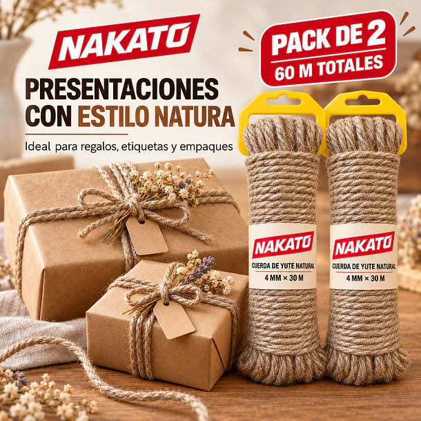 Cuerda Yute Natural Cañamo 4 Mm X 60 Metros Nakato 7