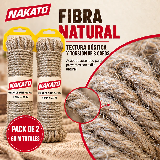 Cuerda Yute Natural Cañamo 4 Mm X 60 Metros Nakato 8