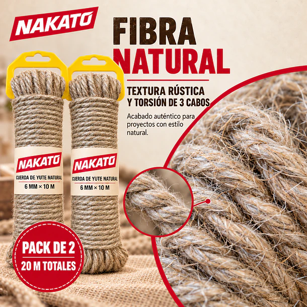 Cuerda de Yute Natural 6 mm X 20 METROS NAKATO 6