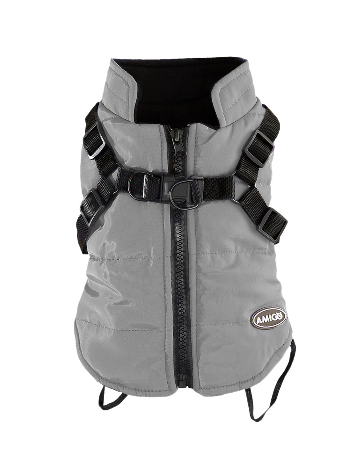 Chaqueta  tipo parka perro pequeño con arnés incluido 6