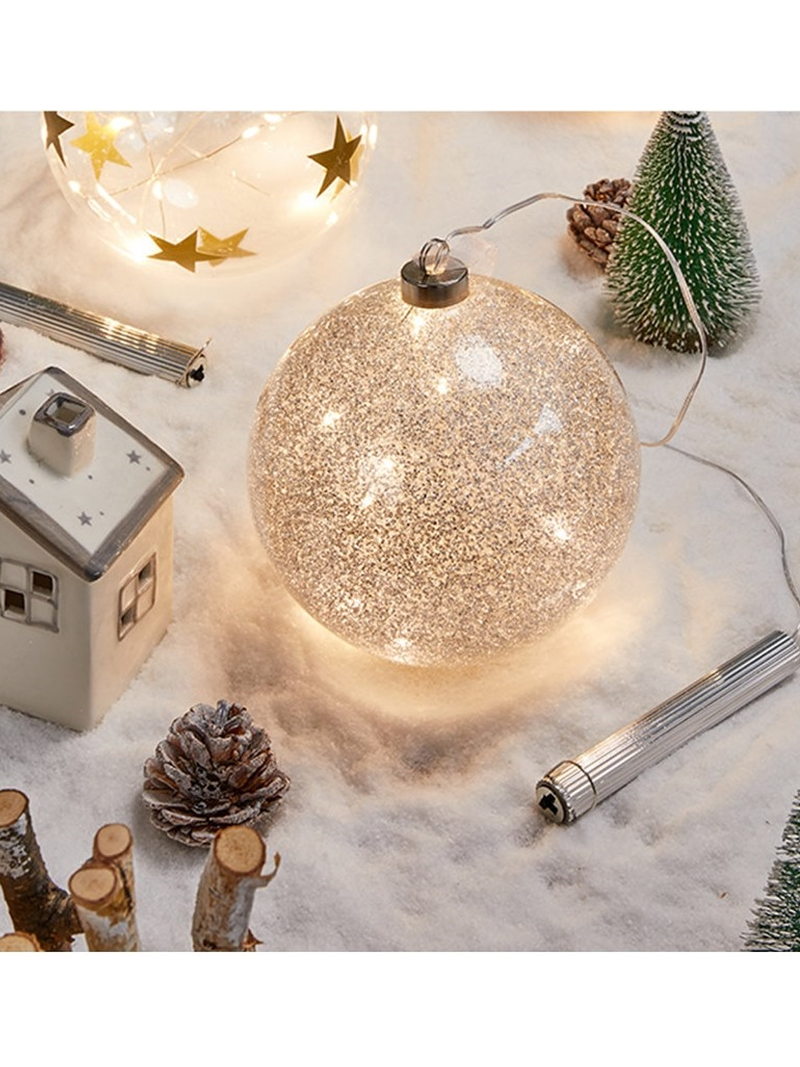 Bola de vidrio colgante iluminada LED 18cm 2