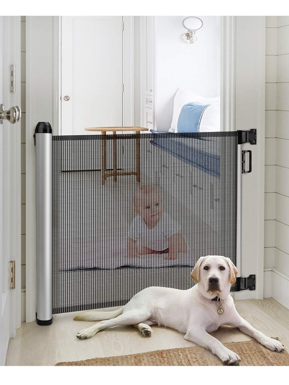 Puerta de seguridad retráctil para bebés o mascotas 1