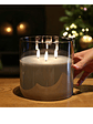 VELA cera efecto realista con LUZ LED vaso vidrio GRIS 15cm - Miniatura 1