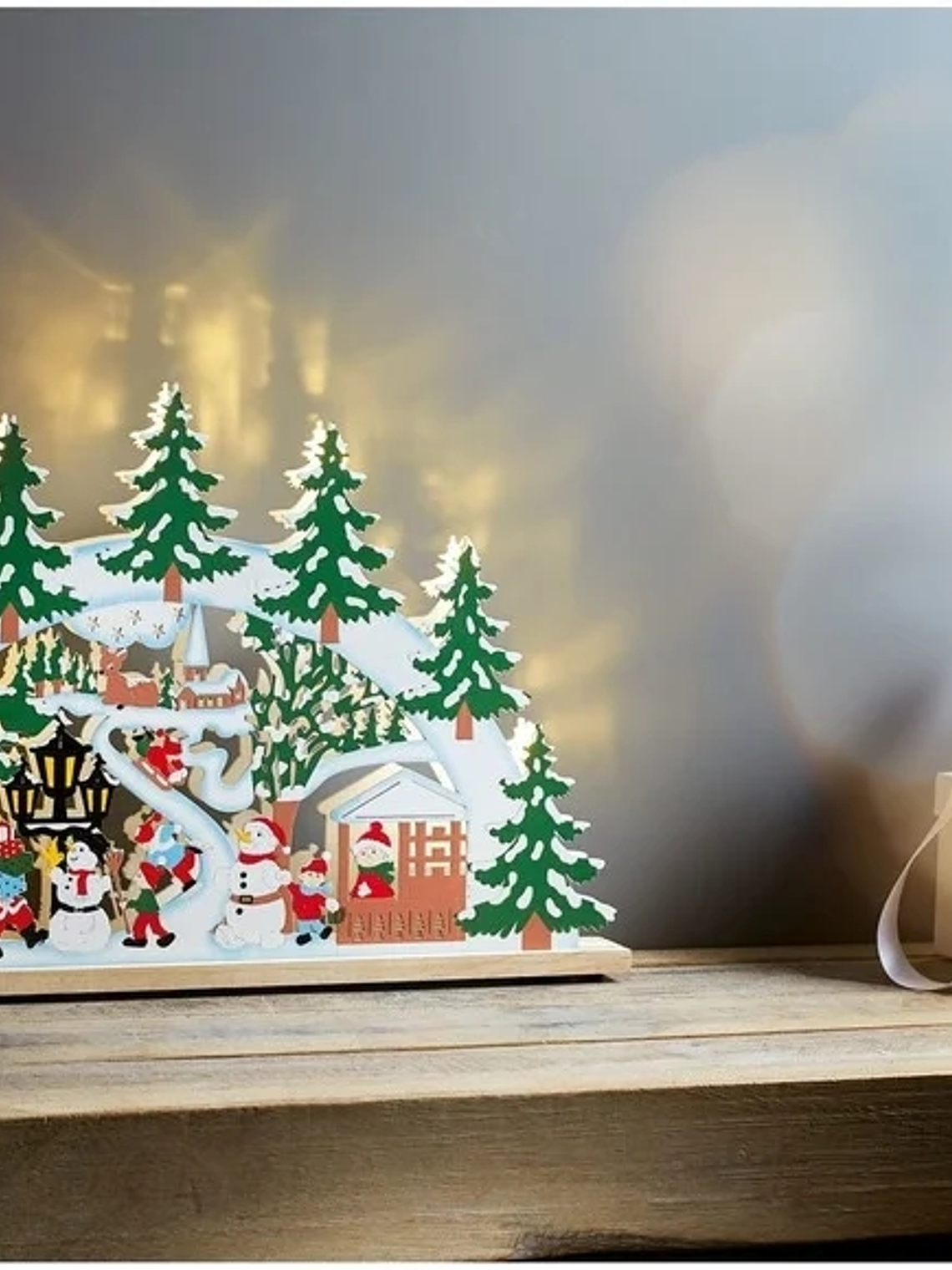 Adorno de madera de navidad con luces LED 1