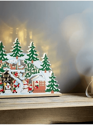 Adorno de madera de navidad con luces LED