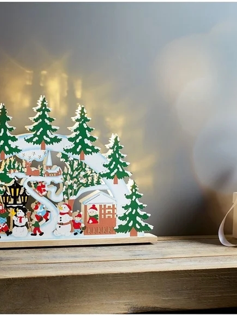 Adorno de madera de navidad con luces LED 1