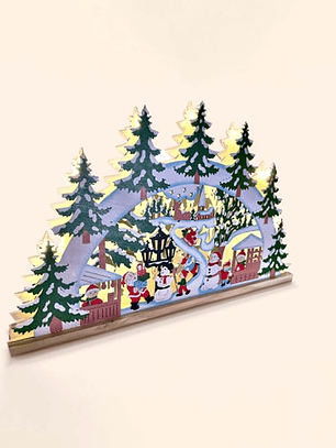 Adorno de madera de navidad con luces LED