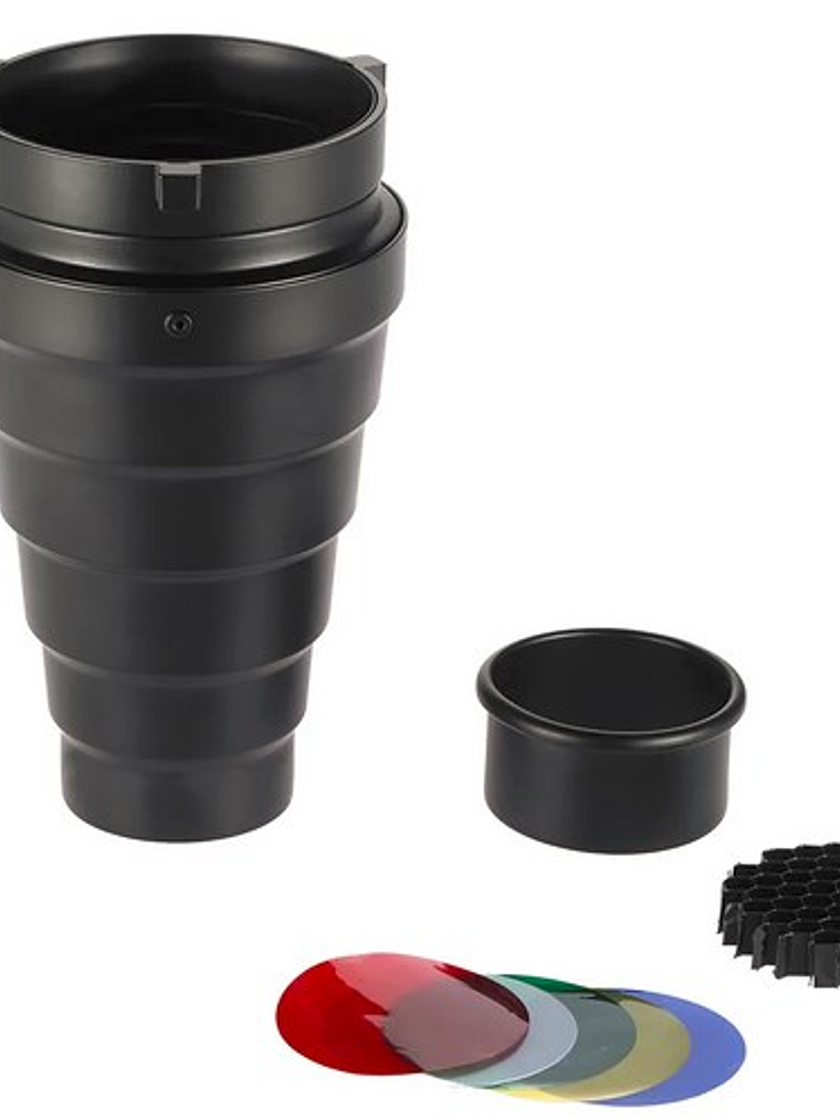 Snoot cónico para enfoque de luz con rejilla panal 1