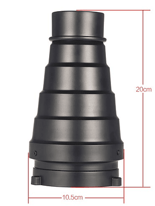 Snoot cónico para enfoque de luz con rejilla panal