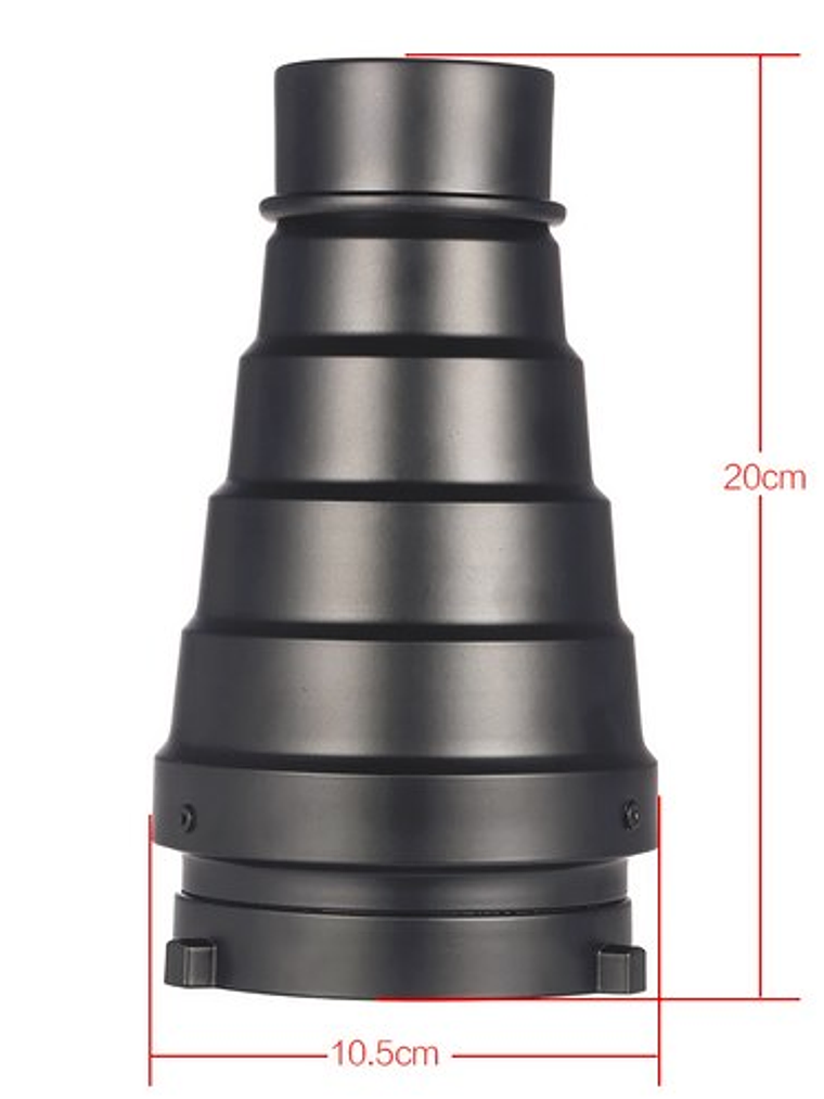 Snoot cónico para enfoque de luz con rejilla panal 2