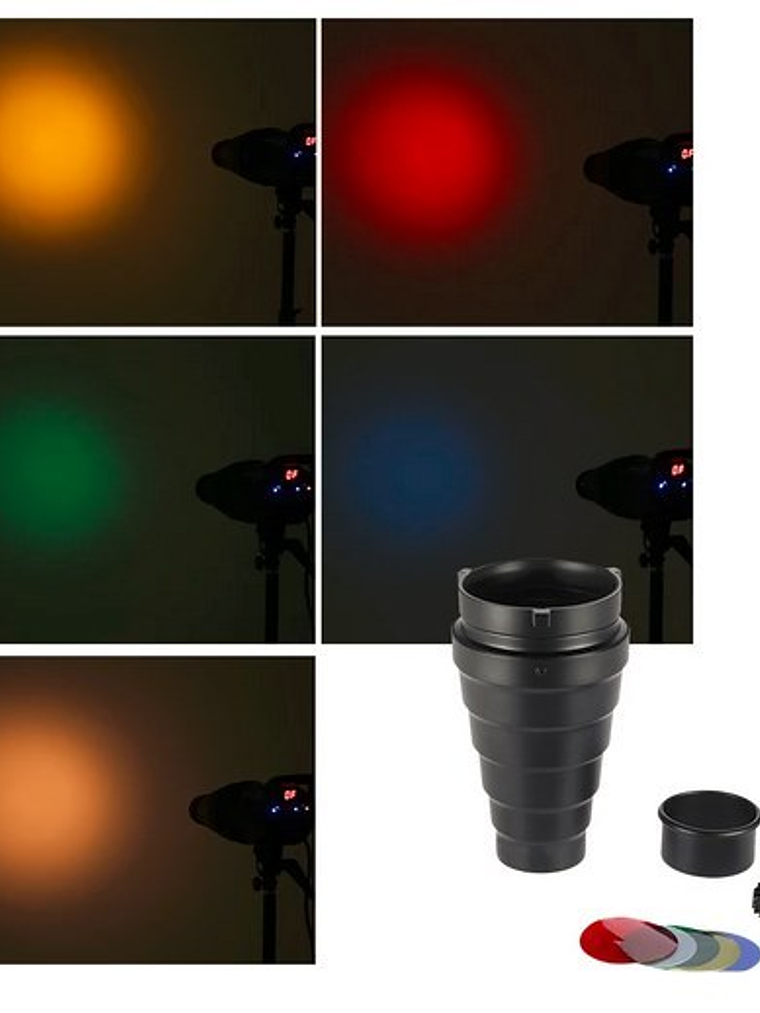 Snoot cónico para enfoque de luz con rejilla panal 6