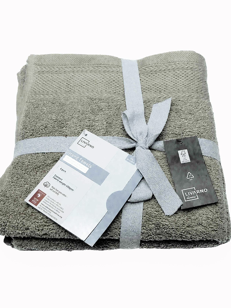 Set de 2 toallas de mano puro algodón color verde musgo 2