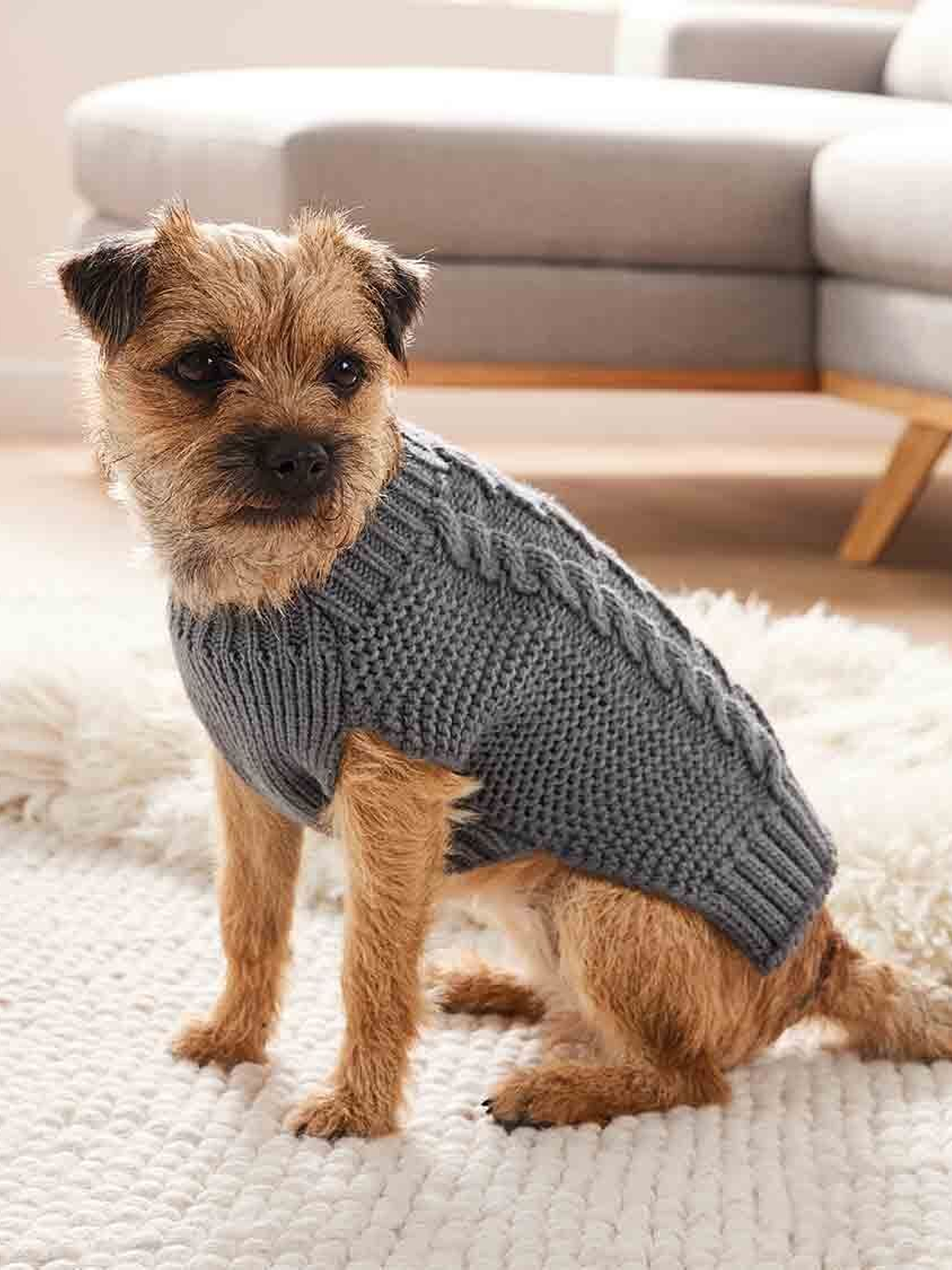 Chaleco tejido para perro mediano a grande GRIS 1