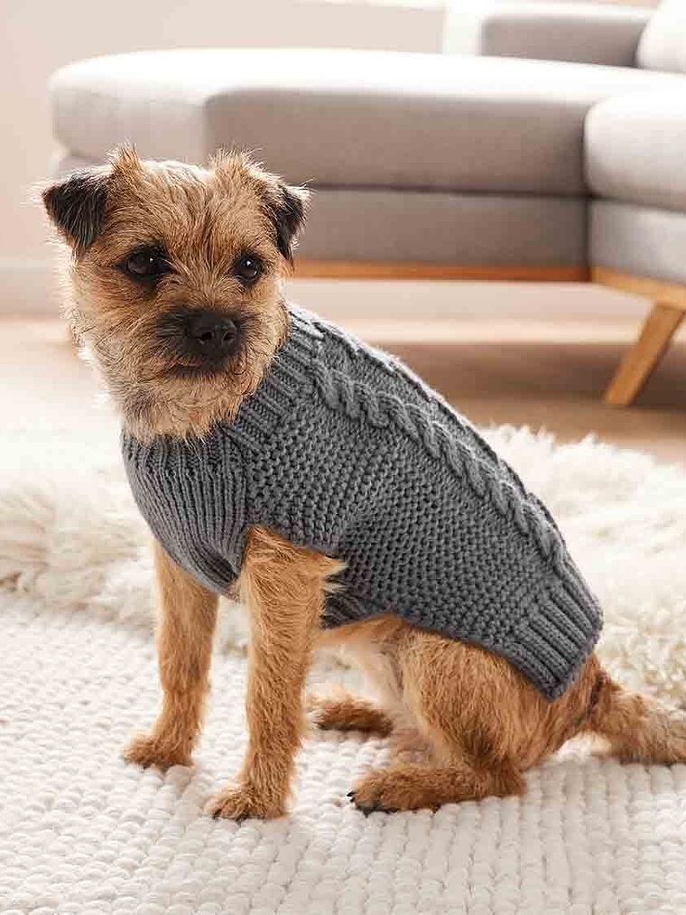 Chaleco tejido para perro mediano a grande GRIS 1