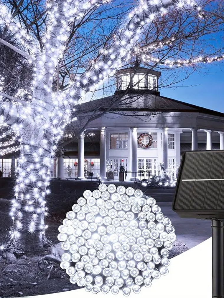 Guirnalda de luces 100 LED SOLAR blancas 1