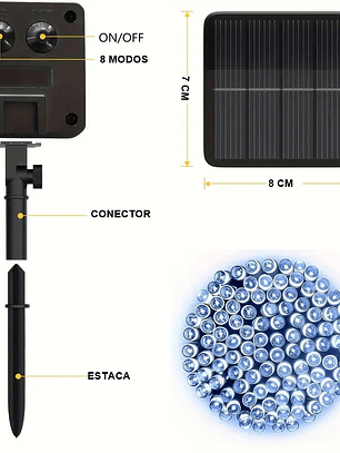 Guirnalda de luces 100 LED SOLAR blancas