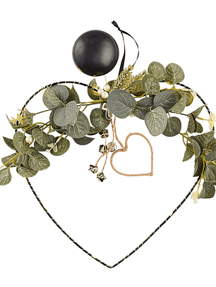ADORNO metálico con mini LED y flores CORAZÓN