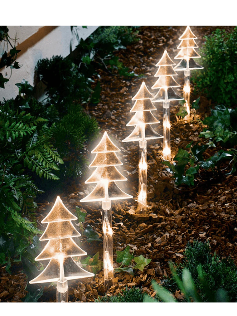 5 Estacas forma de pino LED para jardín 1