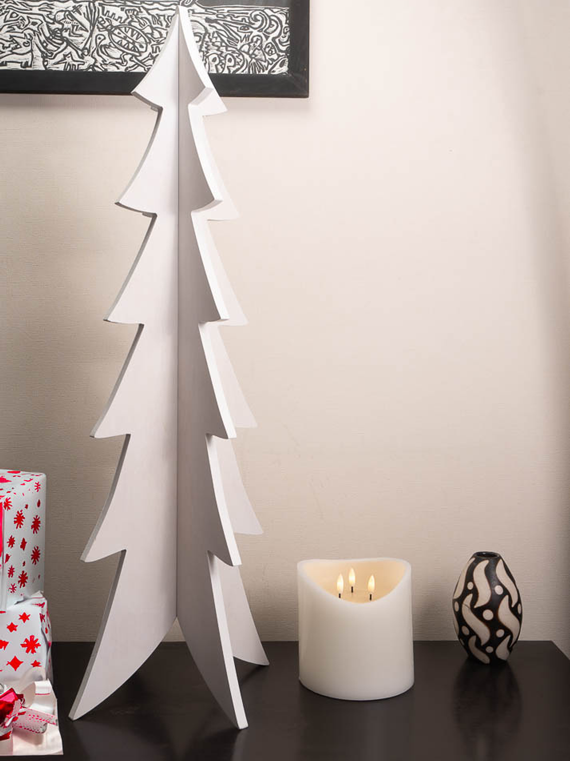 Arbol navideño de madera COLOR BLANCO 85cm 1