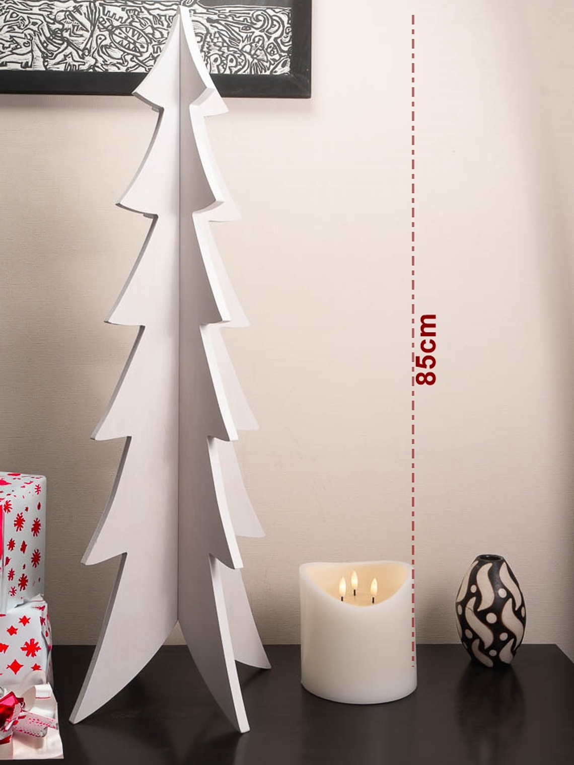 Arbol navideño de madera COLOR BLANCO 85cm 2