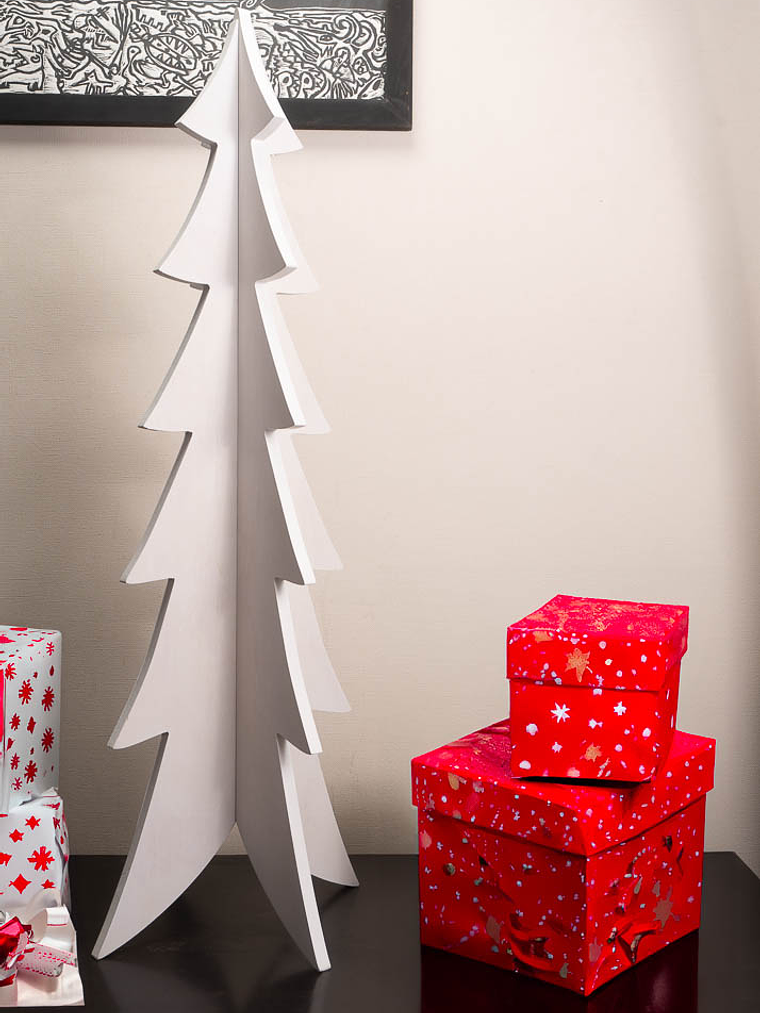 Arbol navideño de madera COLOR BLANCO 85cm 3