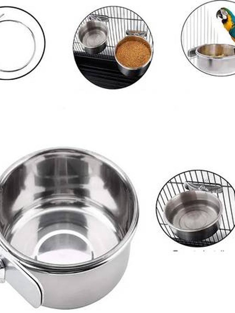 SET 2 artículos de alimentación aves acero inoxidable 6