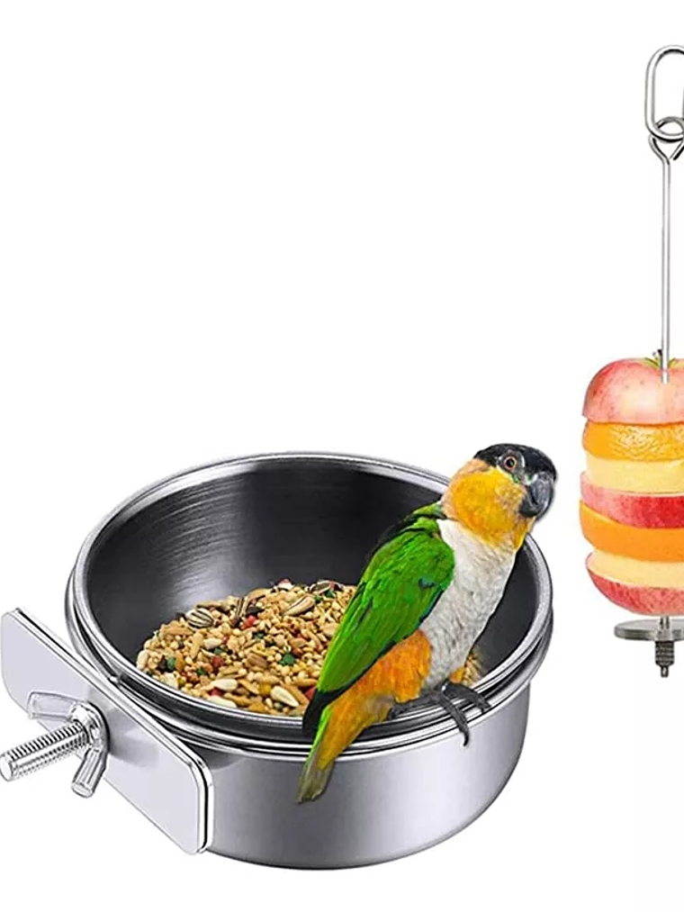 SET 2 artículos de alimentación aves acero inoxidable 1