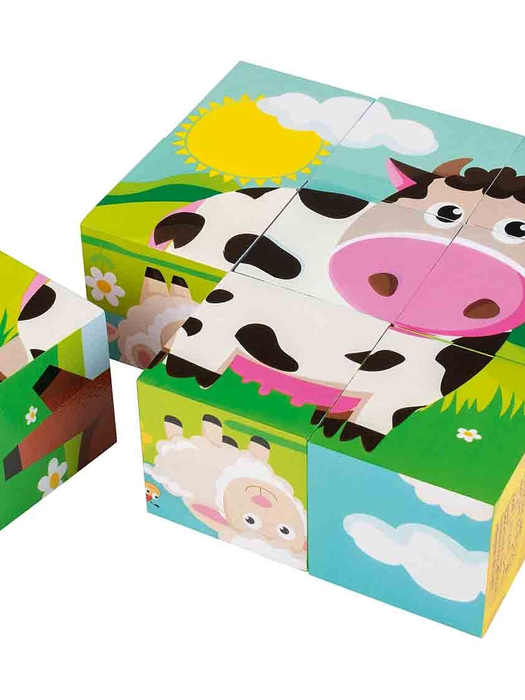 JUEGO DIDÁCTICO Cubos de animales de madera 1
