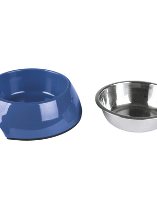 Plato inoxidable para agua o alimento mascota AZUL 700ml