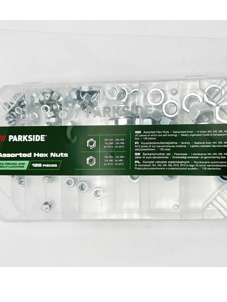 SET de 165 tuercas hexágonales en caja transparente 1