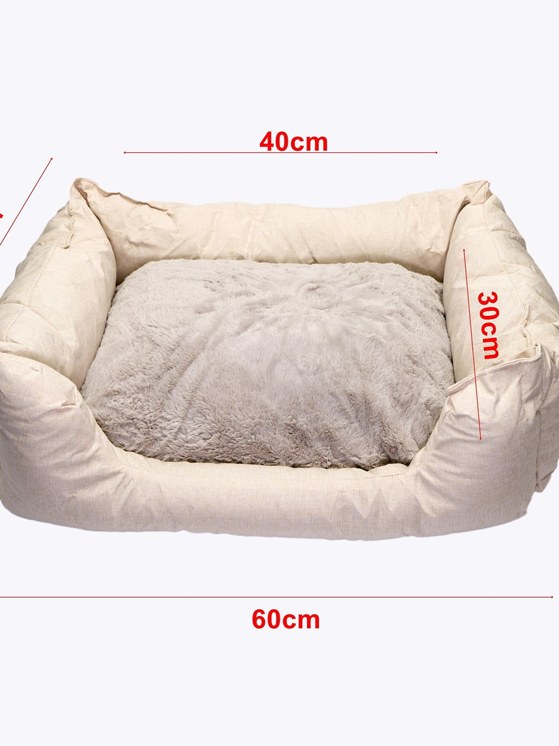 CAMA mascota rectangular 60cm reversible verano invierno 2