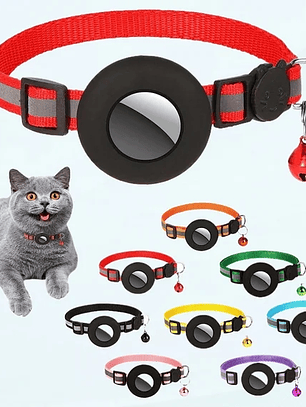 Collar mascota tela con funda para Airtag ROJO Talla S