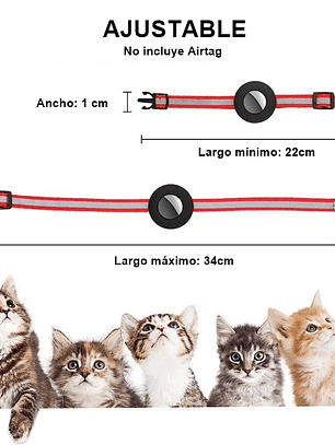 Collar mascota tela con funda para Airtag ROJO Talla S